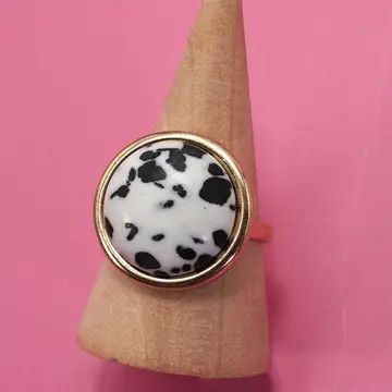Natural Stone Cocktail Statement Ring , Dalmatian