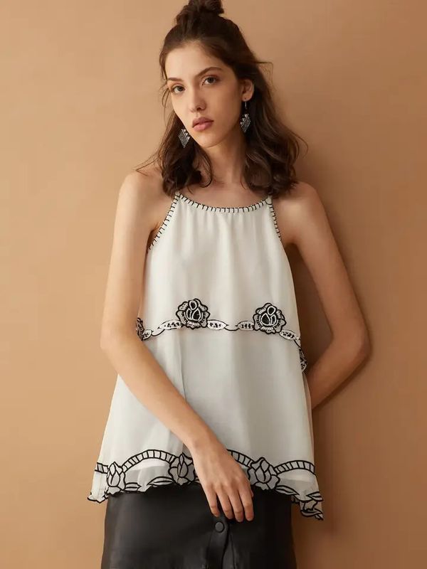 Bohera Aurora Rose Embroidered Top