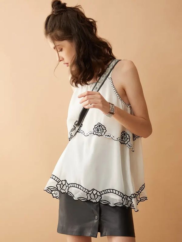 Bohera Aurora Rose Embroidered Top