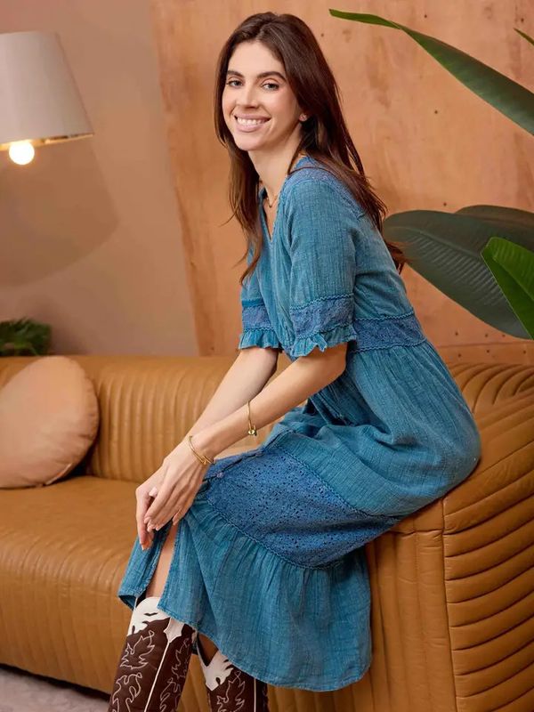 Bohera Jenny Lore Blue Washed Effect Dress