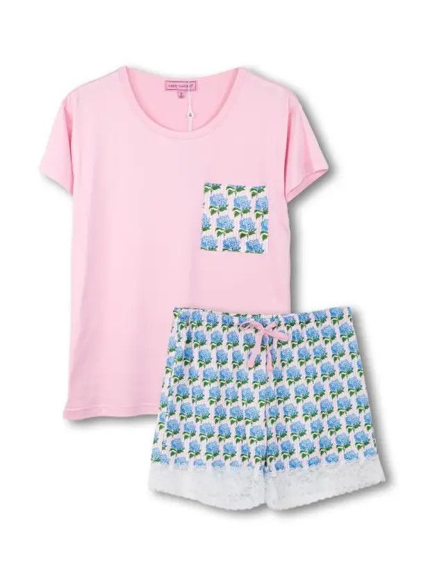 Pj T-Shirt and Shorts Set, Hydrangea Stripe