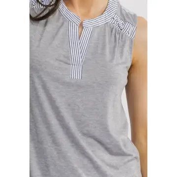 Striped Mix Media Tank Shirt, Chambray