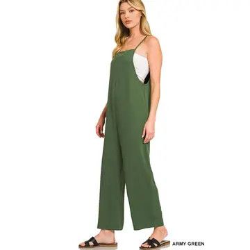 Army Green Woven Jumpers w/ Adjustable Straps