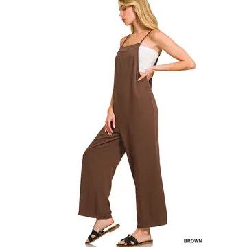 Brown Woven Jumpers w/ Adjustable Straps