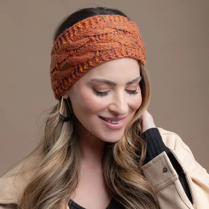 Burnt Henna Celyn Cable Knit Cold Headband