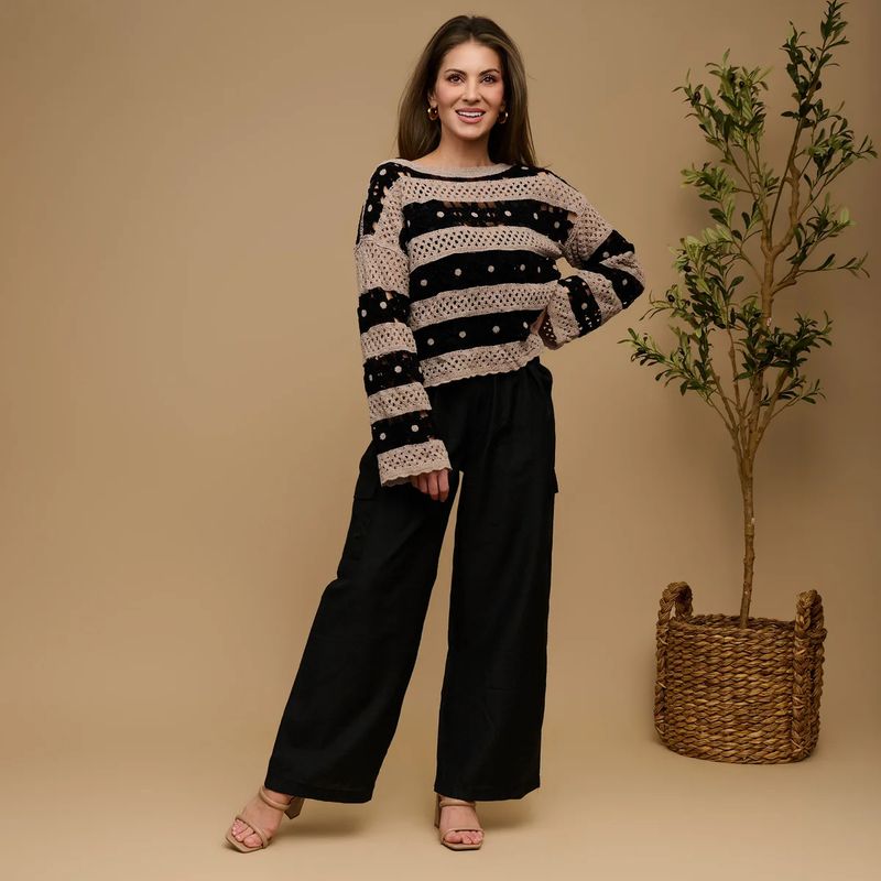 Jet Vera Chenille Crochet Floral Open Knit Sweater