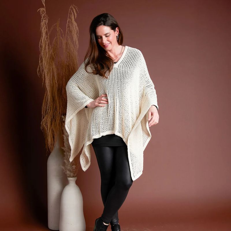 Marshmallow Presley OS Open Sweater Knit Poncho