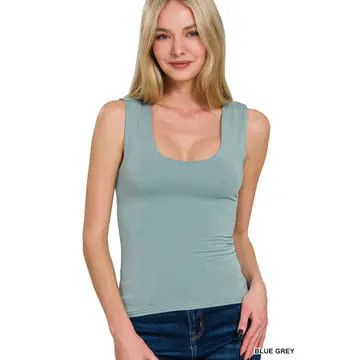 Blue Gray Double Layer Tank Top