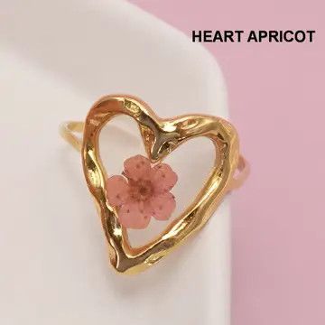 18K Stainless Steel Tarnish Free Floral Rings, Heart Apricot