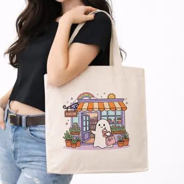 Bookstore Ghost Canvas Tote Bag