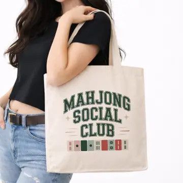 Mahjong Social Club Canvas Tote Bag