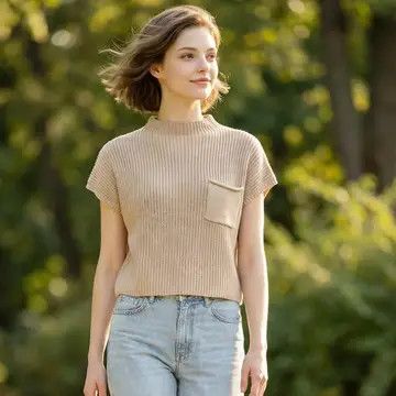 Mocha Mock Neck Crop Sweater