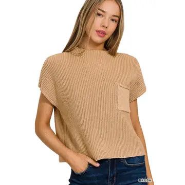 Brush Mock Neck Crop Sweater