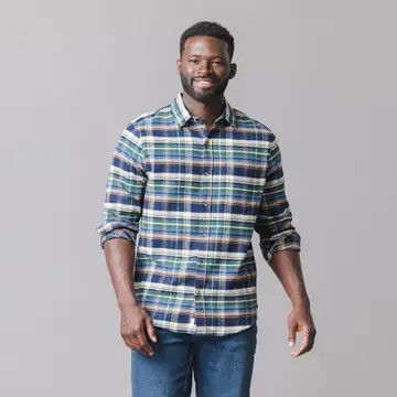 Navy Cottage Plaid Organic Flannel Shirt