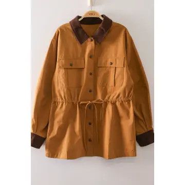 Camel Corduroy Collar Utility Jacket