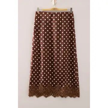 Chocolate Polka Dot Midi Skirt