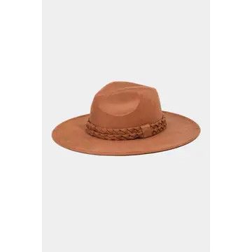 Rust Felt Wide Brim Hat w/ Braided Band