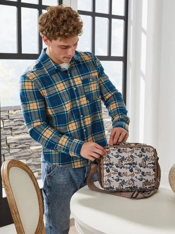 Brushed Plaid Shacket, Blue