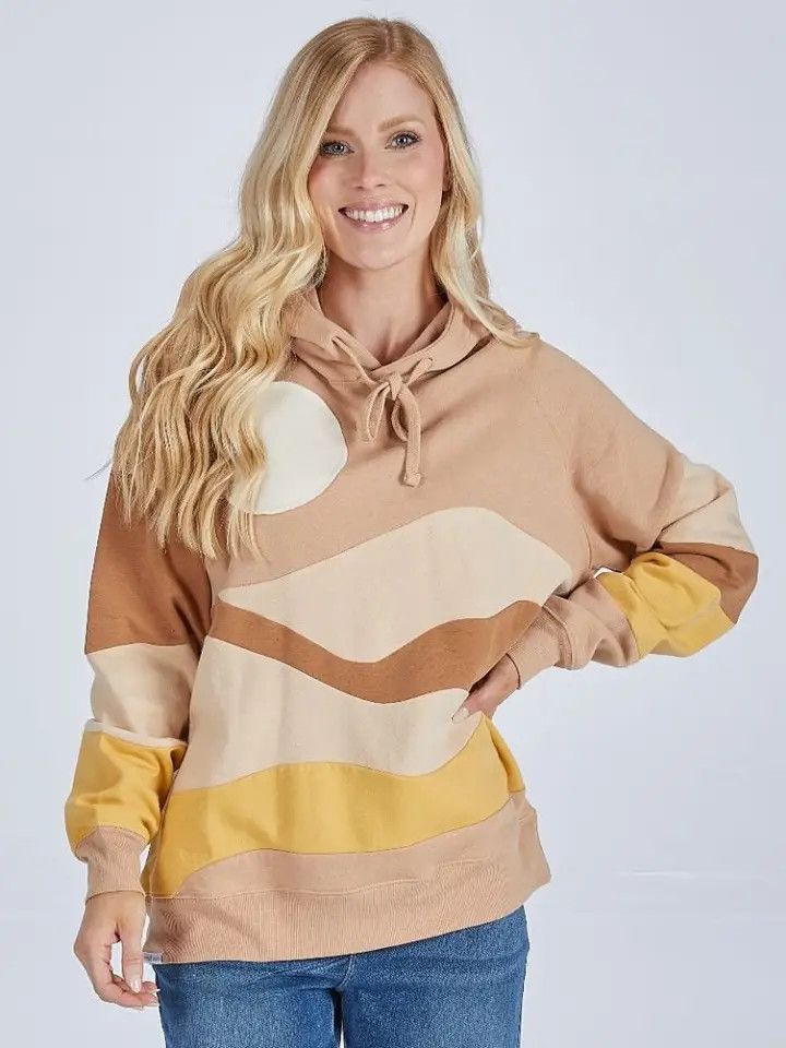 Hooded Patchwork Sweatshirt, Sun