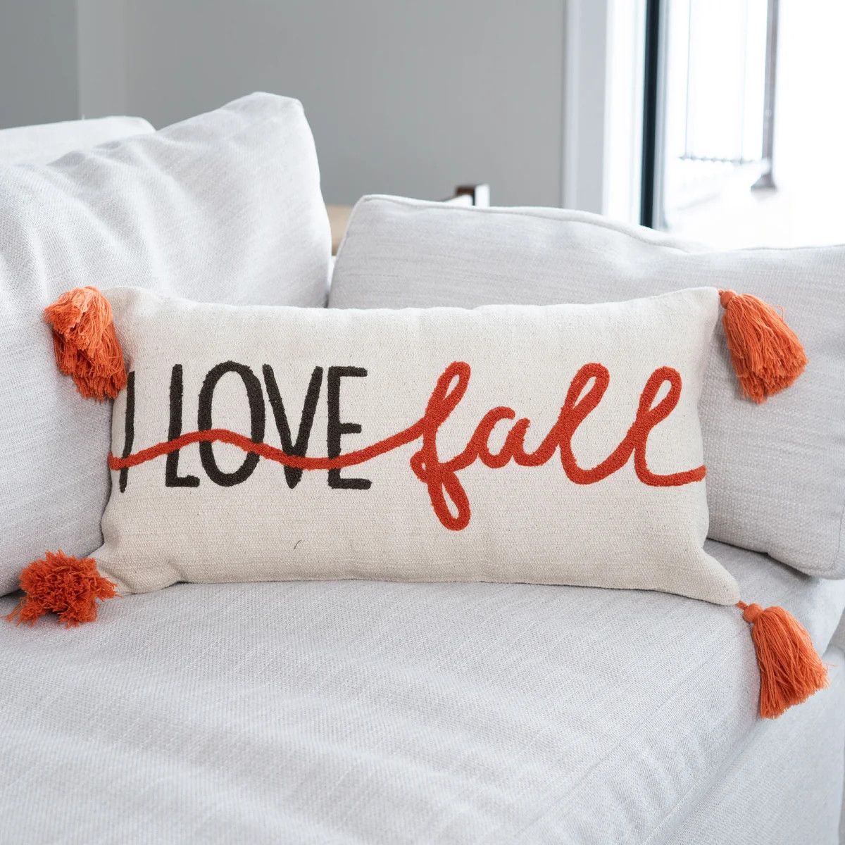 I Love Fall Applique Lumbar Pillow
