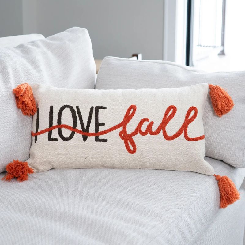 I Love Fall Applique Lumbar Pillow