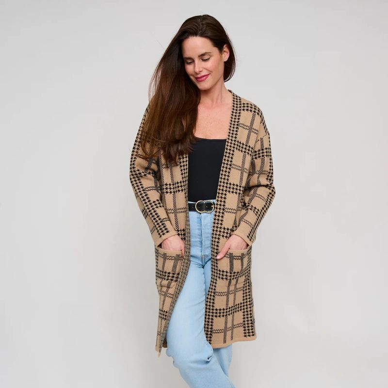 Shaye Houndstooth Plaid Cardigan
