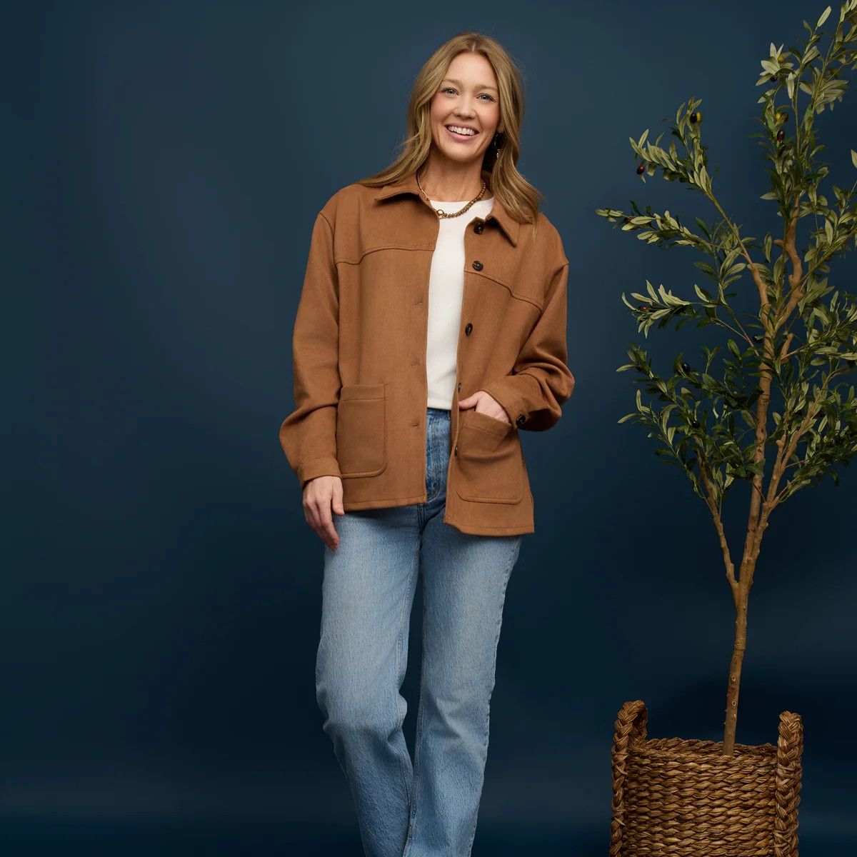 Avalon Vegan Suede Jacket, Camel