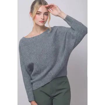 Oversized Dolman Sleeve Sweater, Gray