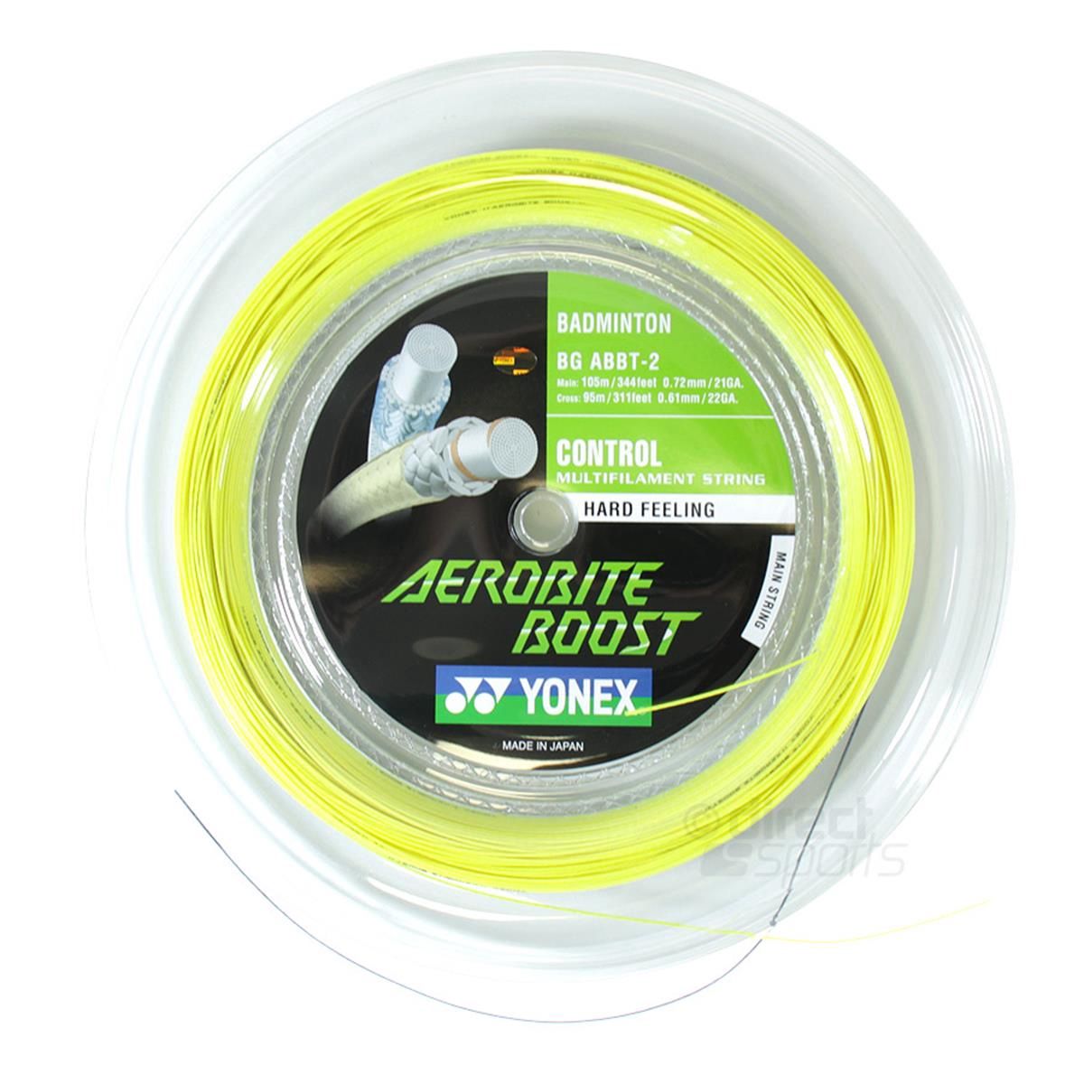Yonex Aerobite Boost Badminton String - 200m Reel - Yellow/Grey