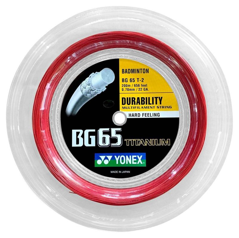 Yonex BG65ti Badminton String 200m Reel Red