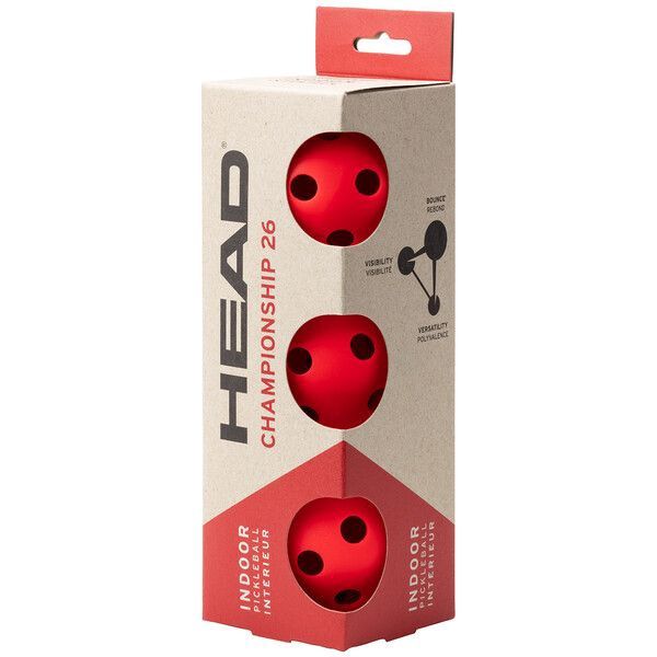 Head Championship 26 Indoor Pickleball Ball - 3 Pack Red