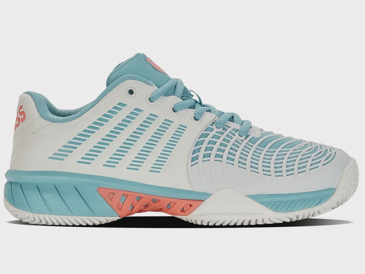 K-Swiss Express Light 3 AC Women&#39;s Tennis Shoes - White/Nile Blue/Desert Flower