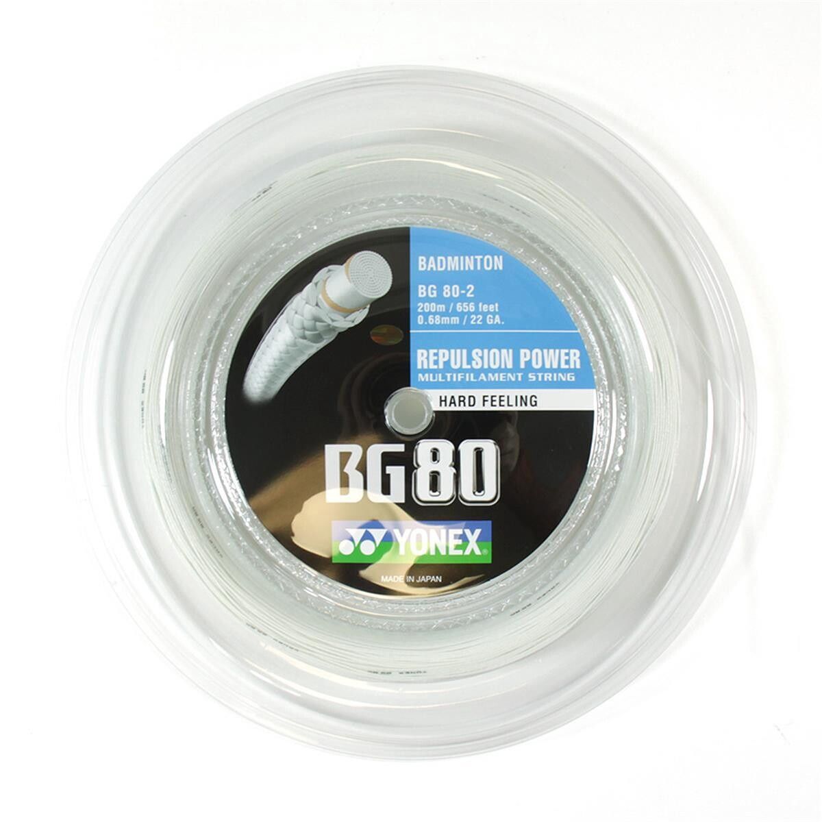 Yonex BG80 Badminton String 200m Reel - White