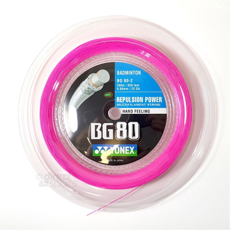 Yonex BG80 Badminton String 200m Reel - Pink