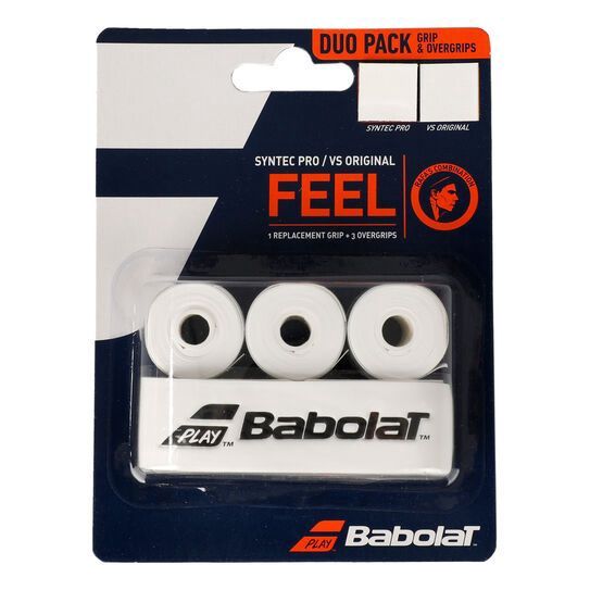 Babolat Syntec Pro + VS Original Grips (Pack of 4) White