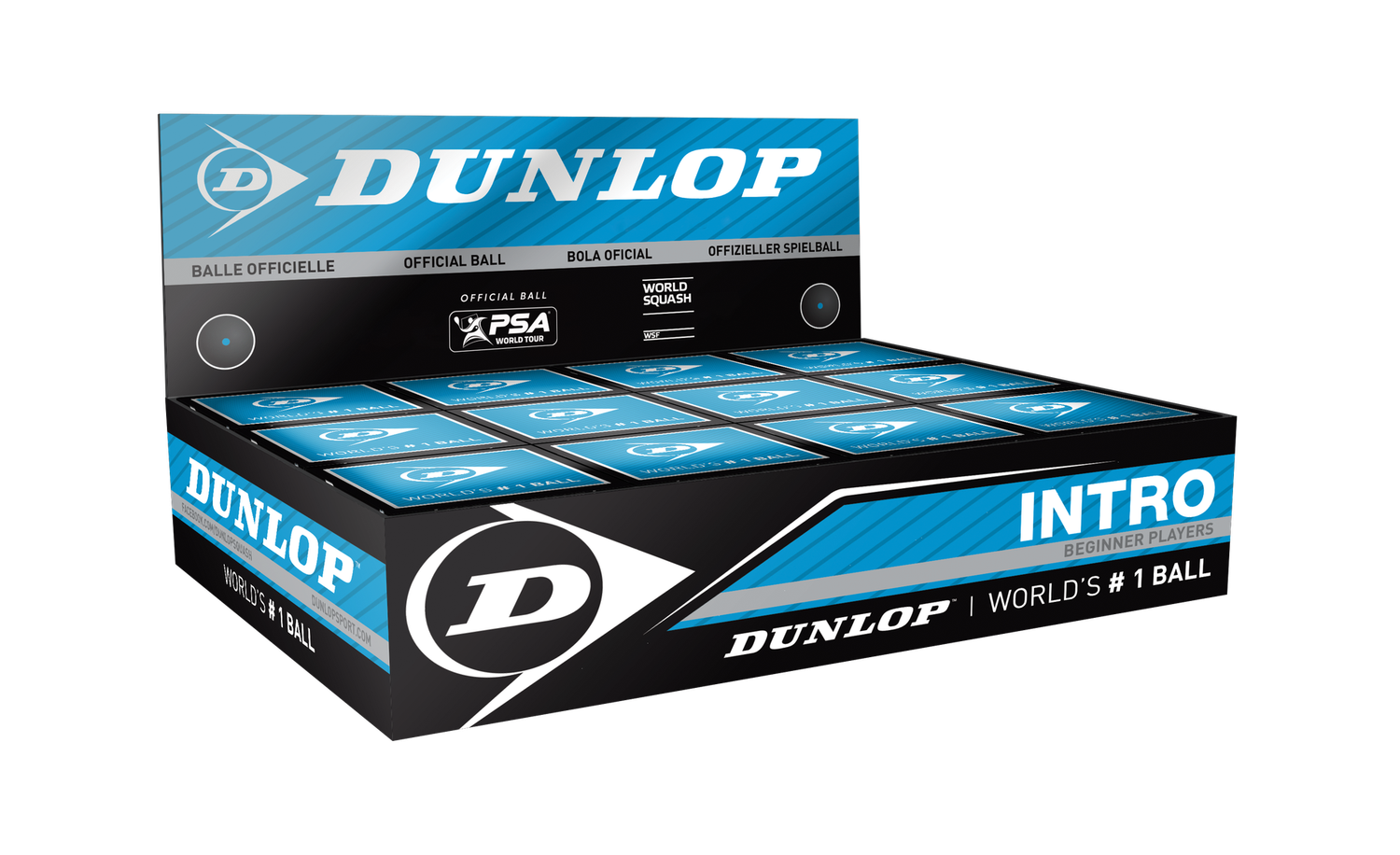 Dunlop Intro Squash Ball Blue Spot Dozen
