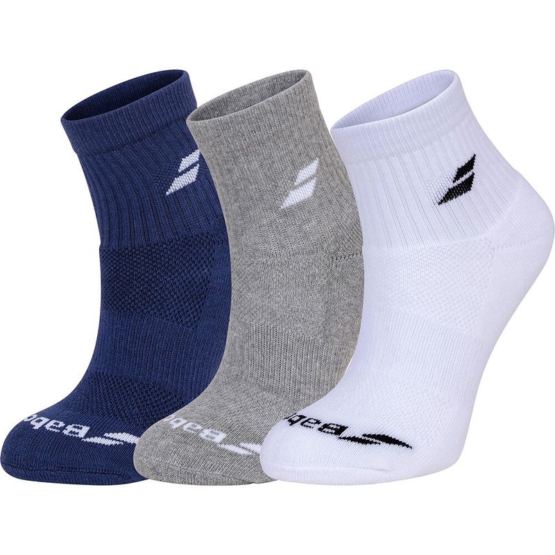 Babolat Quarter Sock 3 Pairs Pack Unisex - White/Blue/Grey