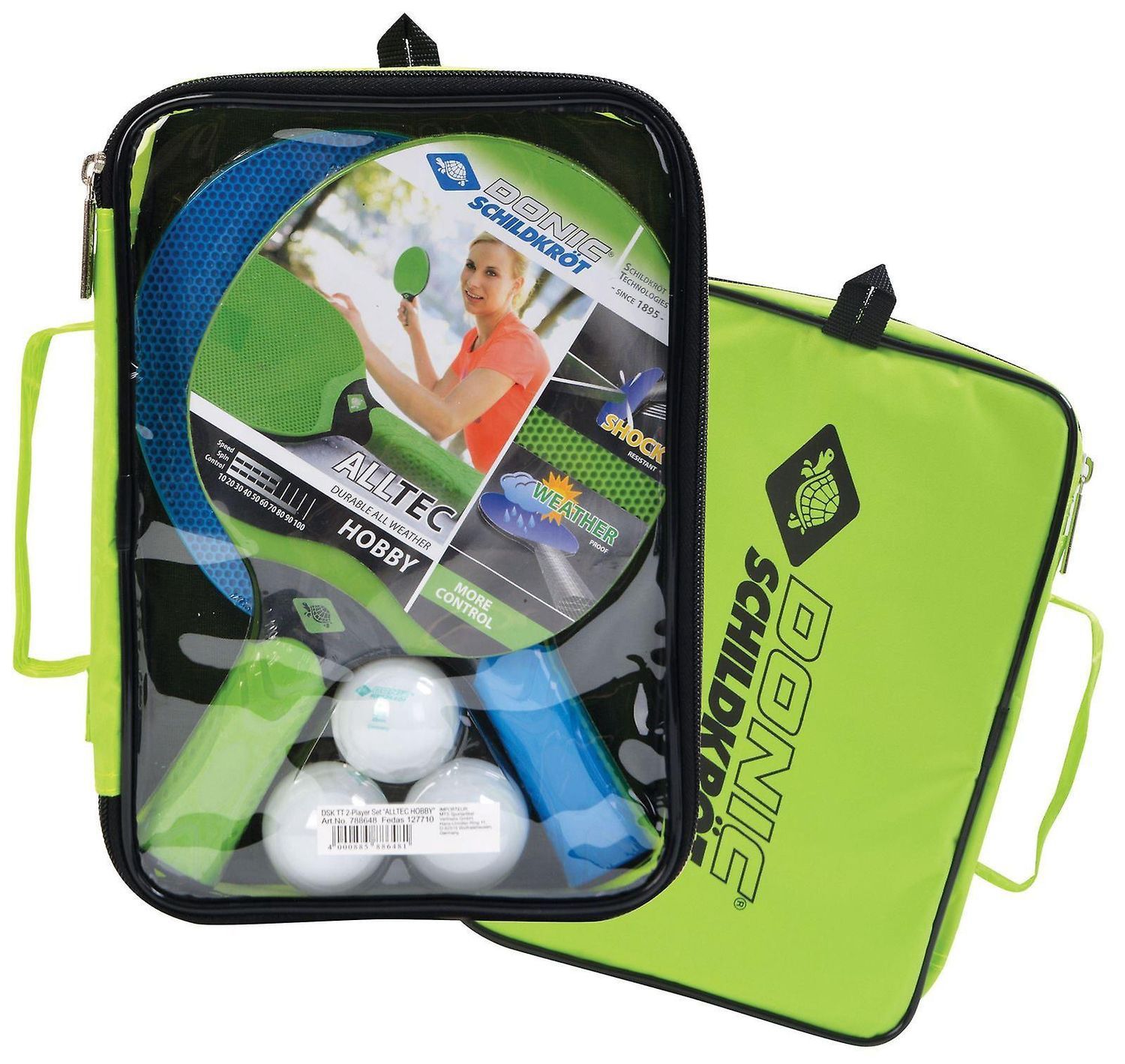 Donic Schildkrot Alltec Hobby Table Tennis Bat and Balls Set