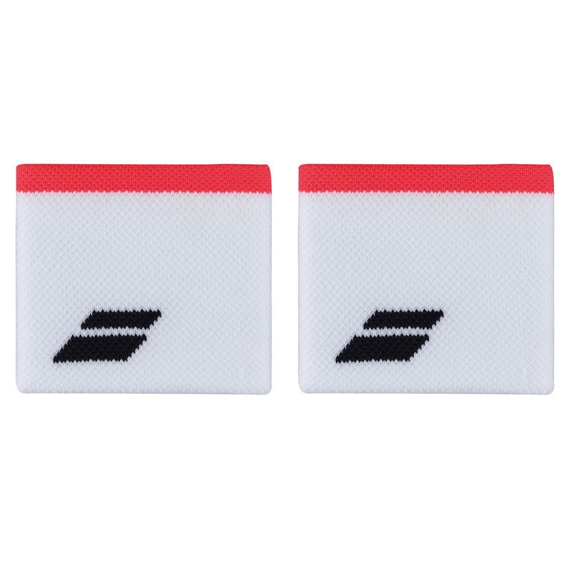 Babolat Logo Wristbands Pair - White/Strike Red
