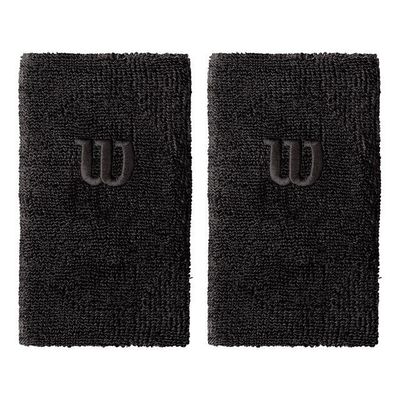Wilson Extra Wide W Wristbands Pair - Black