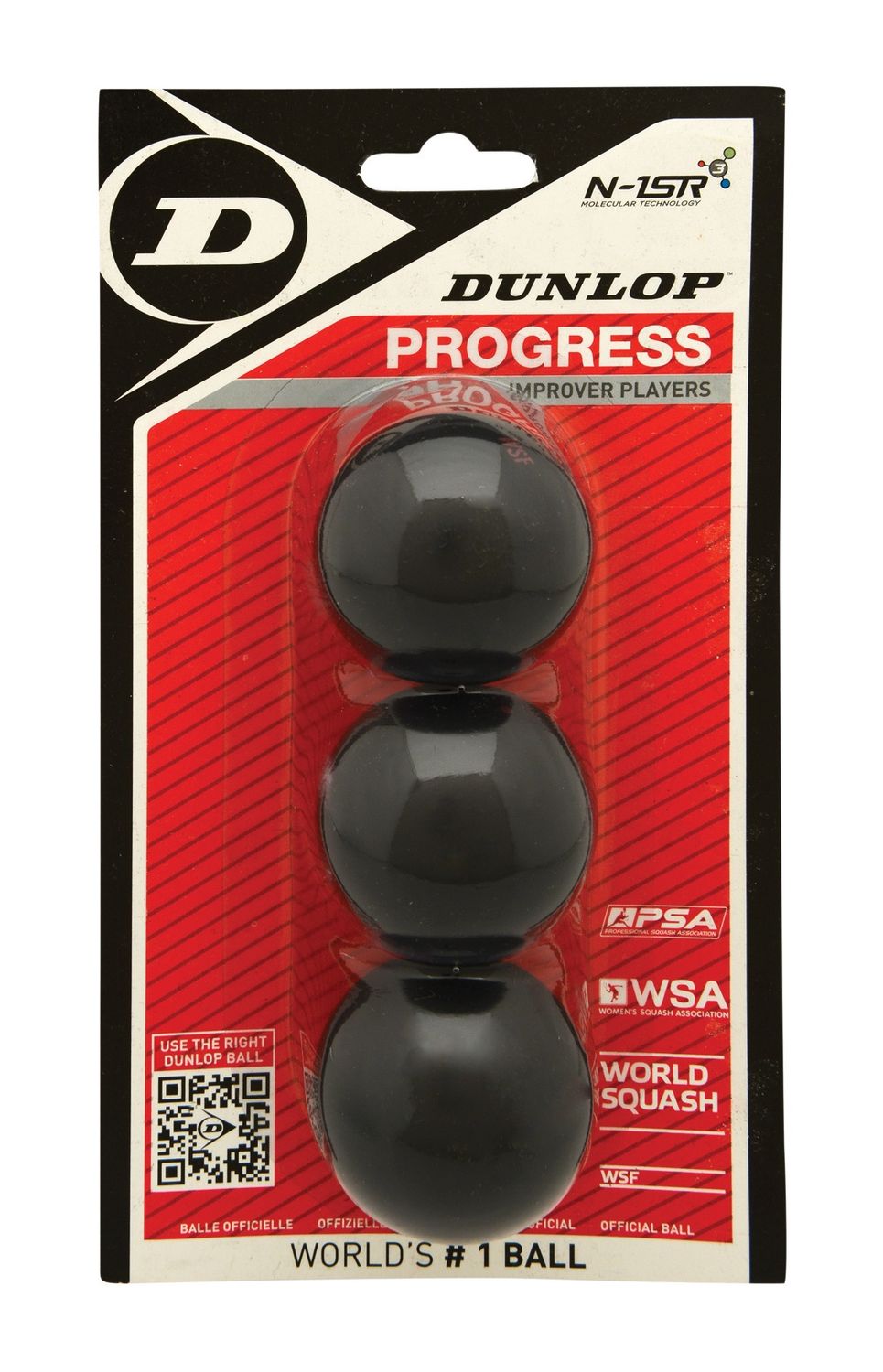 Dunlop Progress Squash Ball Single Red Dot - Pack of 3