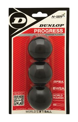 Dunlop Progress Squash Ball Single Red Dot - Pack of 3