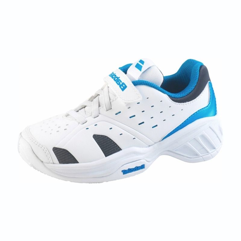 Babolat Drive 3 Kid Tennis Shoe- White / Blue