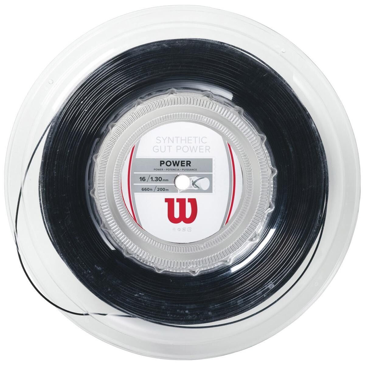 Wilson Synthetic Gut Power Tennis String 200m Reel - Black