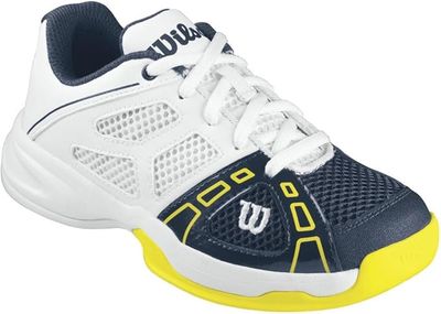 Wilson Rush Pro 2 Junior Tennis Shoes - Wht/Navy/Sun