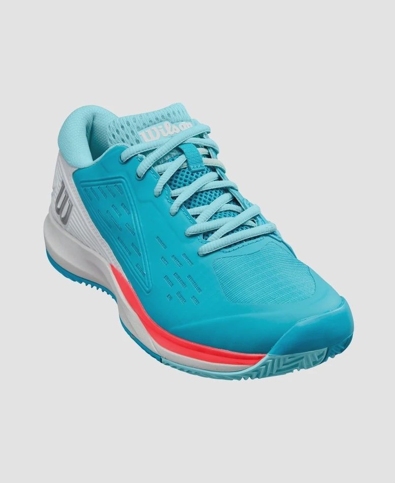 Wilson Rush Pro Ace Clay Women&#39;s Tennis Shoe - Scuba Blue/White/Fiery Coral