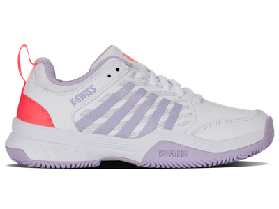 K-Swiss Court Express Clay Tennis Shoes - White/Orchid Petal/Neon Blaze