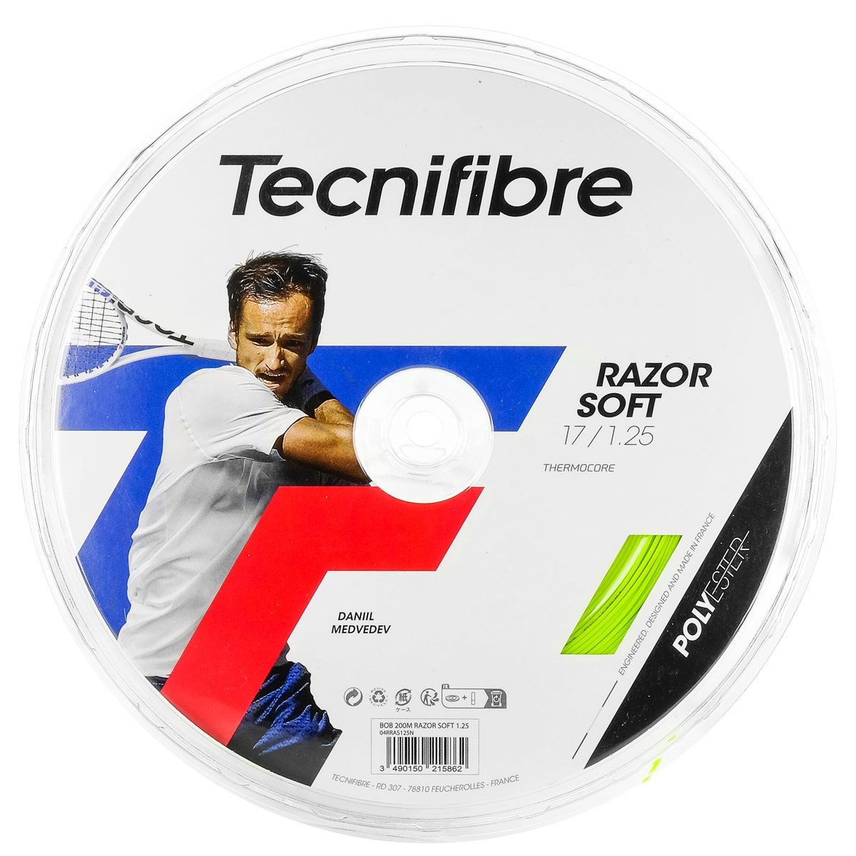 Tecnifibre Razor Soft 125 Tennis String 200m Reel - Lime Green