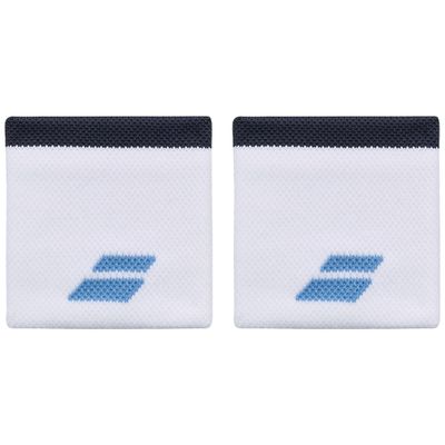 Babolat Logo Wristband Pair - White/Drive Blue