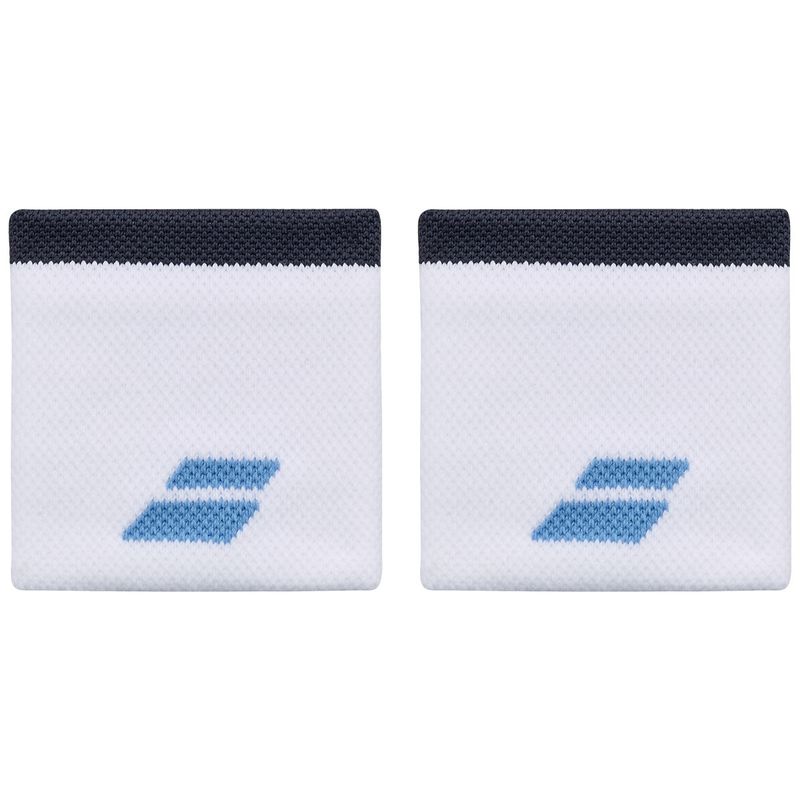 Babolat Logo Wristband Pair - White/Drive Blue